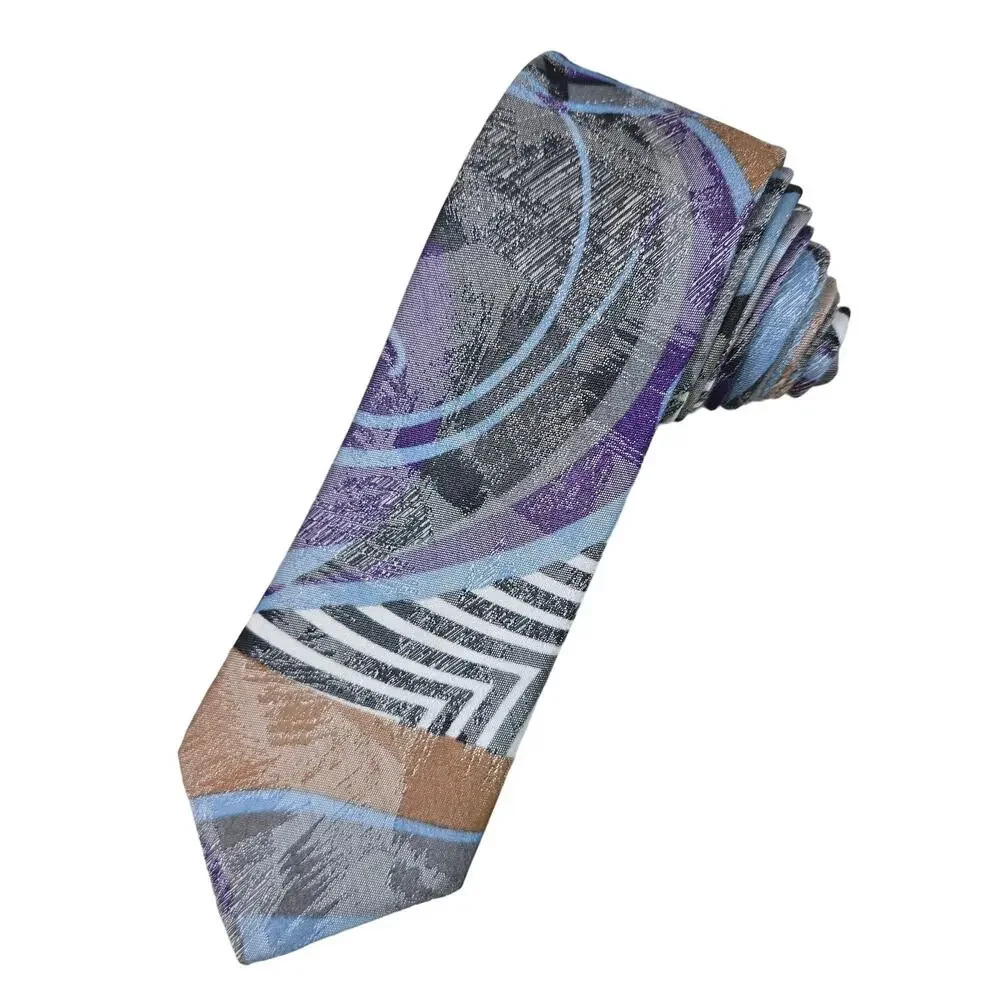 Vintage 80s 90s Skinny Necktie Poly Blend Brat Pack Style Club Costume Geometric